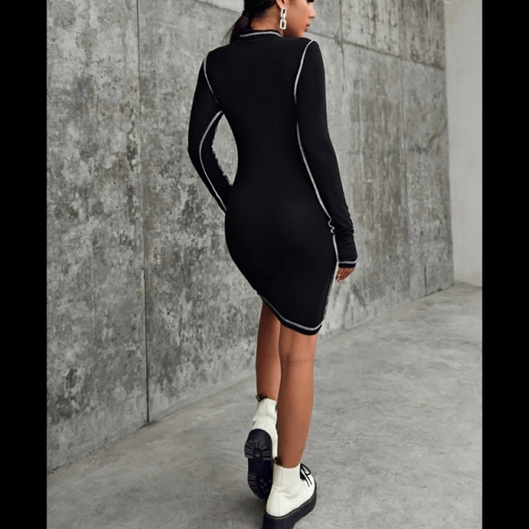 Mock Neck Bodycon Long Sleeves Dress - Picture 5 of 7